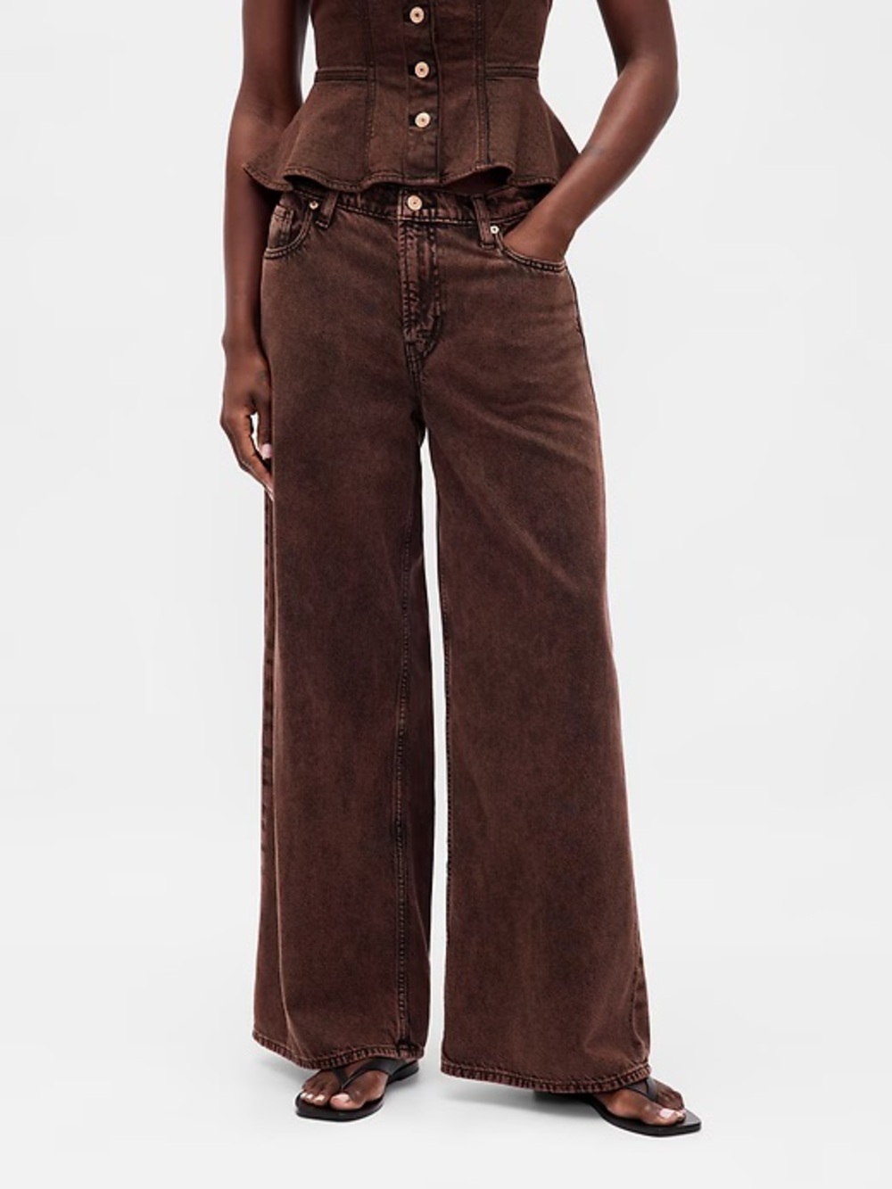 GAP Mid Rise UltraSoft Baggy Jeans in Dark Brown Sz28/8R